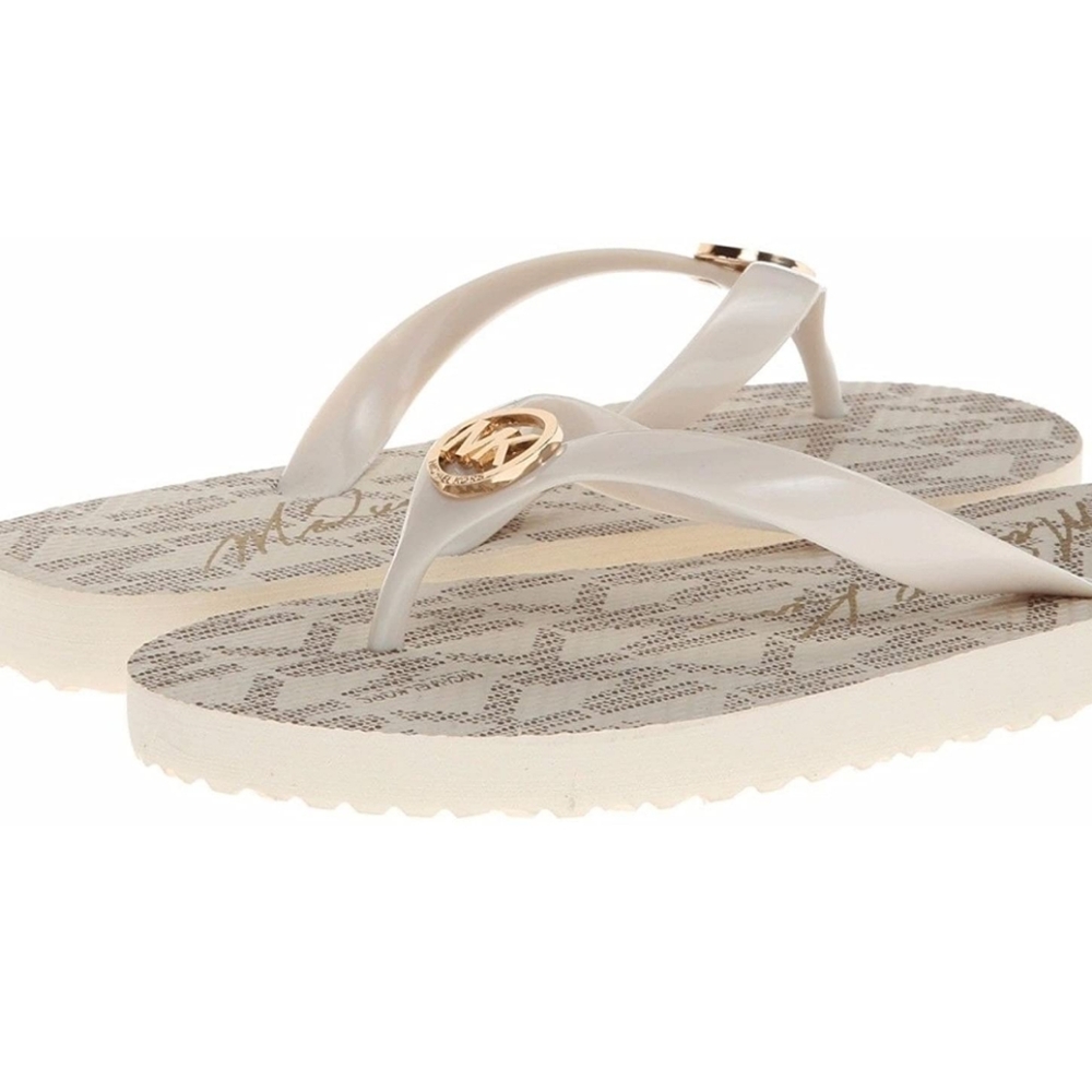 Michael Kors PVC Jet Set Logo Flip Flops - White